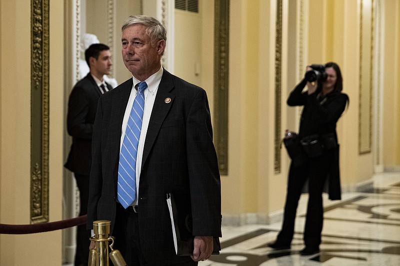 In this Oct. 4, 2019 file photo, Rep. Fred Upton, R-Mich., is seen at U.S. Capitol in Washington. For more than 30 years and under five presidents, Upton has easily won re-election to his southwest Michigan House seat by touting "common-sense values" and bipartisan accomplishments. But then came the hyper-polarized politics of the Trump era. Now no one, including Upton, really knows what the future holds for him heading into the 2020 election. (Anna Moneymaker/Pool via AP)