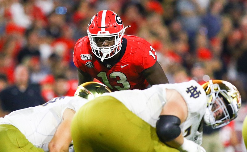 Georgia redshirt freshman outside linebacker Azeez Ojulari said the Bulldogs will be motivated by being 7-point underdogs to LSU this week. / Georgia photo by Tony Walsh
