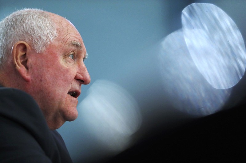 FILE - In this Feb. 27, 2019 file photo, Agriculture Secretary Sonny Perdue testifies during a House Agriculture Committee hearing, on Capitol Hill in Washington. The Trump administration is tightening work requirements for the federal food stamp program in a move that will slash benefits for hundreds of thousands of people. The finalized rule, announced Wednesday, will restrict states from exempting work-eligible adults from having to obtain steady employment in order to receive benefits through the Supplemental Nutrition Assistance Program, which helps feed more than 36 million Americans. (AP Photo/Jacquelyn Martin)


