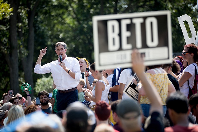 File photo by Allison V. Smith of The New York Times / Beto O'Rourke, then a Democratic presidential candidate, speaks at a rally outside the Saigling House in Plano, Texas, in September.