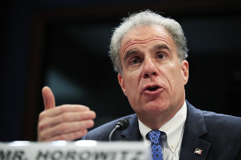 AP file photo by Manuel Balce Ceneta / Department of Justice Inspector General Michael Horowitz in testimony last year. His newest Justice Department IG report released Monday found that the FBI had a legitimate basis to open its investigation into ties between the Trump campaign and Russia and that senior law enforcement officials were not motivated by partisan bias.