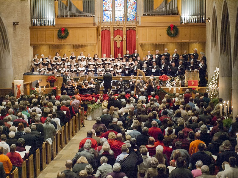 Roueche Chorale Contributed Photo / The Roueche Chorale's annual Christmas candlelight service is always held in a local church. This year's concert will be in the Basilica of Sts. Peter and Paul; the photo shown was taken during a service at First Cumberland Presbyterian Church.