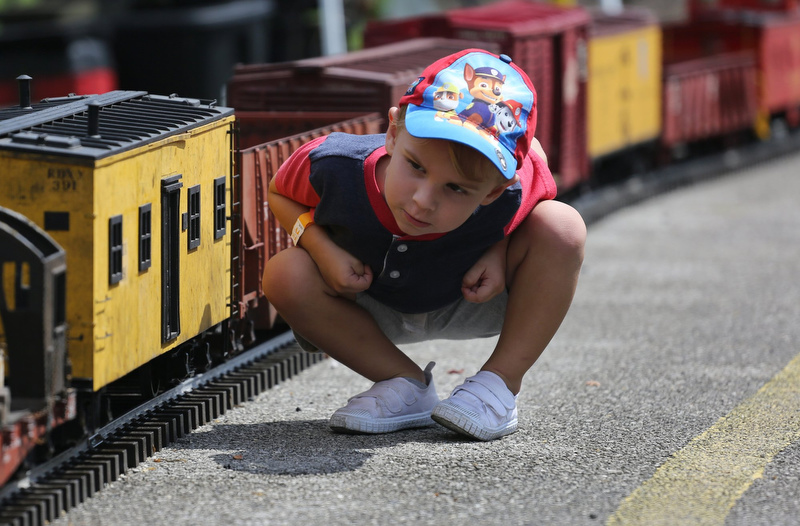 Staff photo by Erin O. Smith /
Adrian Labudovic, 3, checks out several replica train cars during Railfest Sunday, September 9, 2018 at the Tennessee Valley Railroad Museum in Chattanooga, Tennessee. This was the Tennessee Valley Railroad Museum's eighth year holding the event.