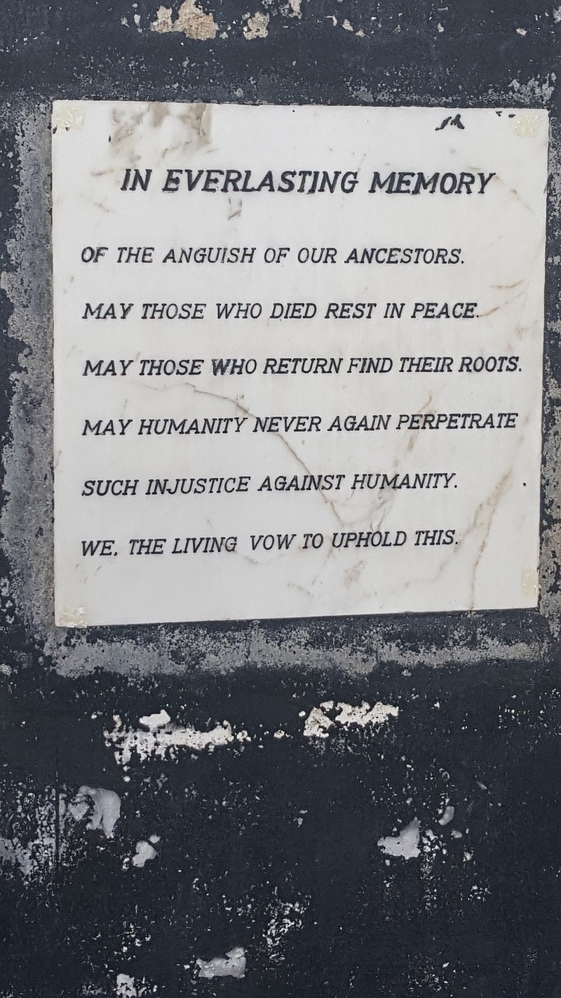 Contributed photo by Lakweshia Ewing / A plaque commemorating the people who were enslaved and taken through the Door of No Return at the Elmina slave castle in Ghana in West Africa.
