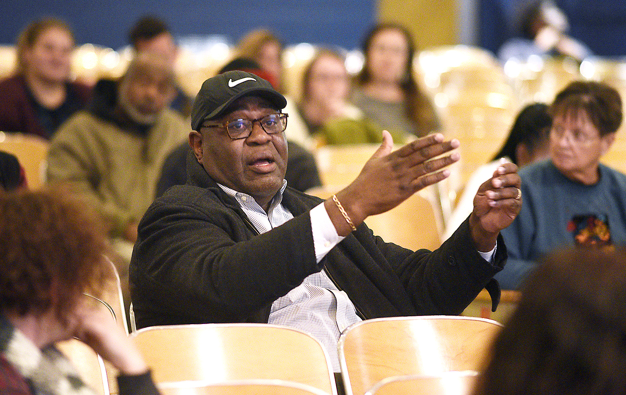 Staff Photo by Robin Rudd/ Chris Ramsey emphasized the importance of going online to record comments about the plan. MGT Consulting Group hosted one of it's five community meeting at Dalewood Middle School on December 5, 2019.