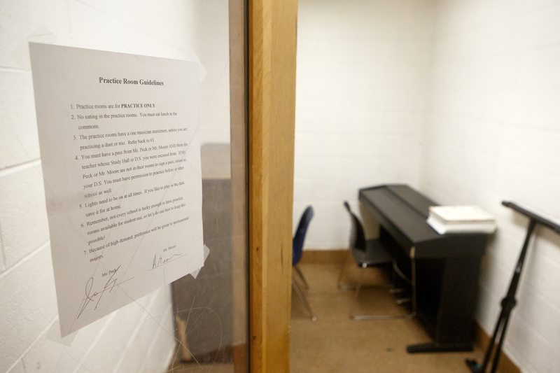 Staff photo by C.B. Schmelter / A practice room is seen at Chattanooga Center for Creative Arts on Tuesday, Dec. 10, 2019 in Chattanooga, Tenn.