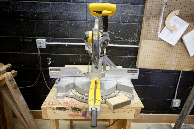 Staff photo by C.B. Schmelter / A saw is seen inside the technical theatre workshop at Chattanooga Center for Creative Arts on Tuesday, Dec. 10, 2019 in Chattanooga, Tenn.