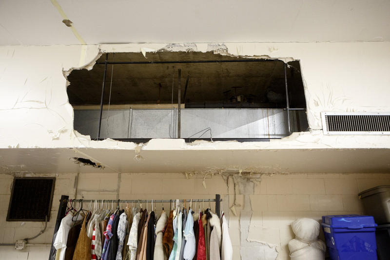 Staff photo by C.B. Schmelter / Exposed duct work is seen inside the costume storage room at Chattanooga Center for Creative Arts on Tuesday, Dec. 10, 2019 in Chattanooga, Tenn.