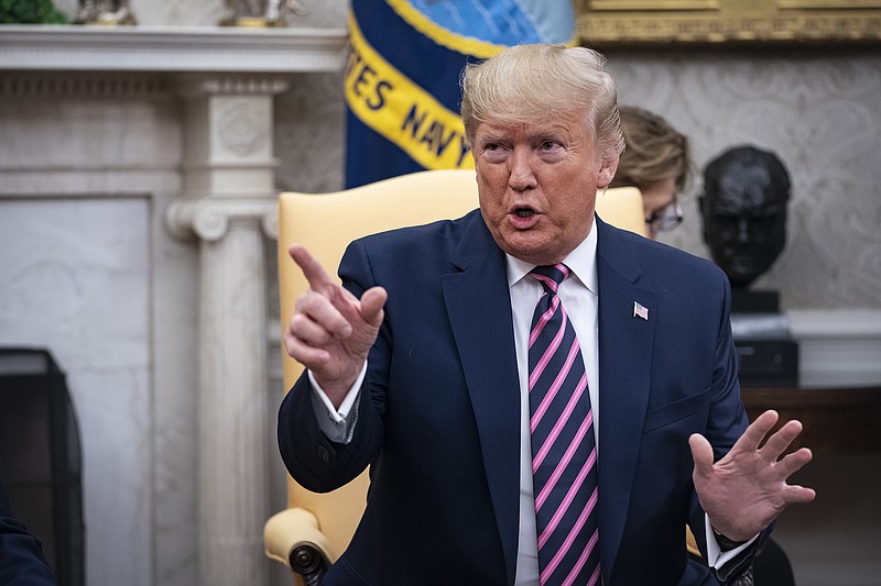 Photo by Al Drago of The New York Times / President Donald Trump addresses reporters while meeting with President Mario Abdo Benitez of Paraguay in the Oval Office of the White House in Washington last Friday.