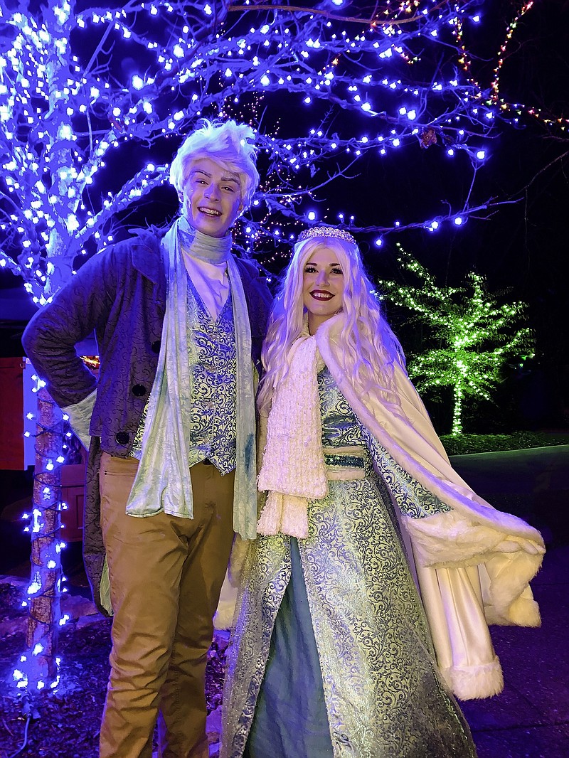 See Rock City Contributed Photo / Jack Frost and Anara the Ice Queen greet visitors to Rock City's Enchanted Garden of Lights.