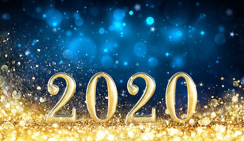 Happy New Year 2020 - Metal Number With Golden Glitter In Shiny Night new year tile 2020 new year's eve / Getty Images
