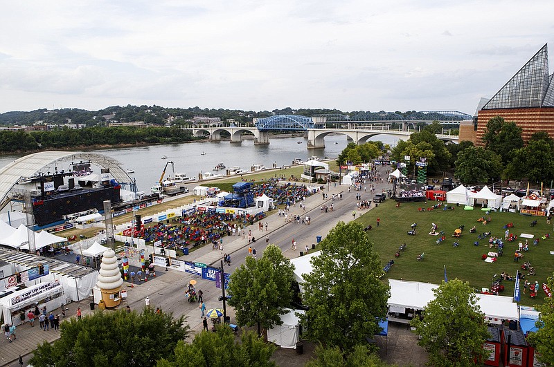 People attend the second night of the Riverbend Festival on Thursday, May 30, 2019 in Chattanooga, Tenn. Lionel Richie headlined the night. / Staff photo by C.B. Schmelter