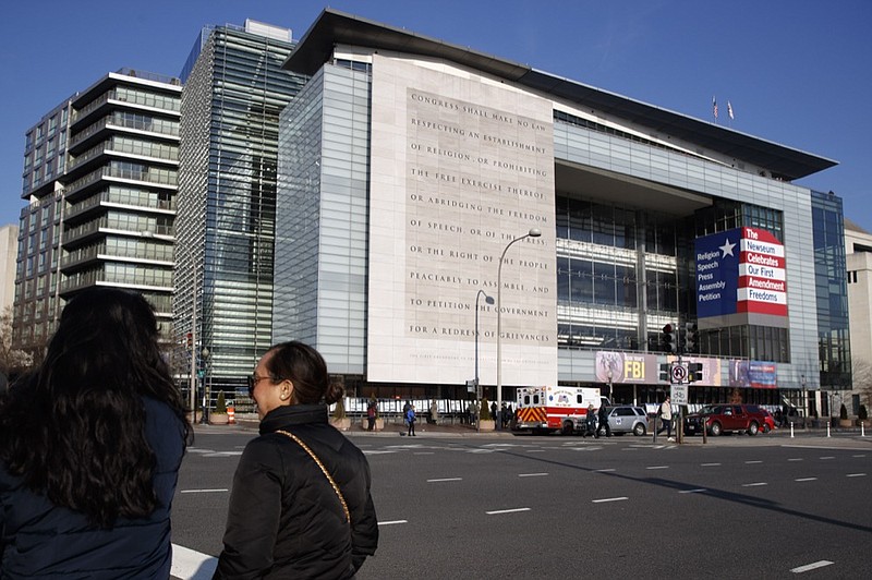 In this Friday, Dec. 20, 2019, photo, the Newseum is seen in Washington. The Newseum will close the Pennsylvania Avenue location on Dec. 31, 2019. It attracted millions of visitors but lacked a solid financial plan to stay afloat. The mission of the Newseum is to increase public understanding of the importance of a free press and the First Amendment. (AP Photo/Jacquelyn Martin)

