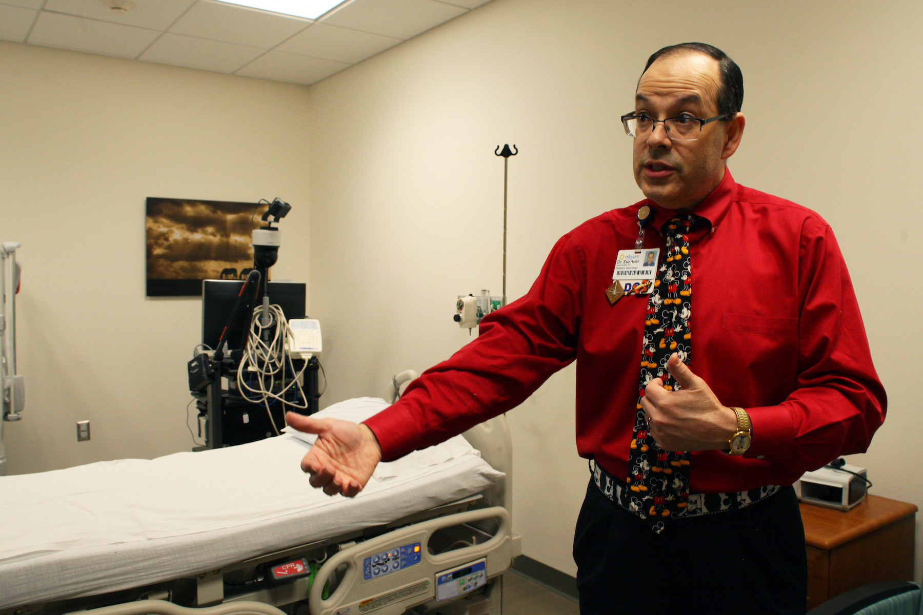 Staff photo by Wyatt Massey / Dr. David Suhrbier explains how children participate in sleep studies at Children's Hospital at Erlanger on Dec. 27, 2019.