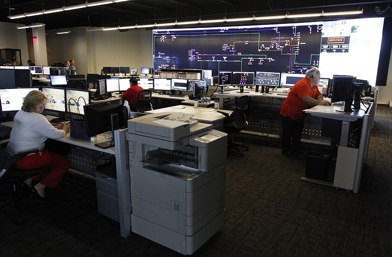 Staff Photo by Dan Henry / The Chattanooga Times Free Press- 5/7/14. EPB employees work in the all-new, state-of-the-art Distribution Center designed to compliment the citywide Smart Grid and fiber optic network. 