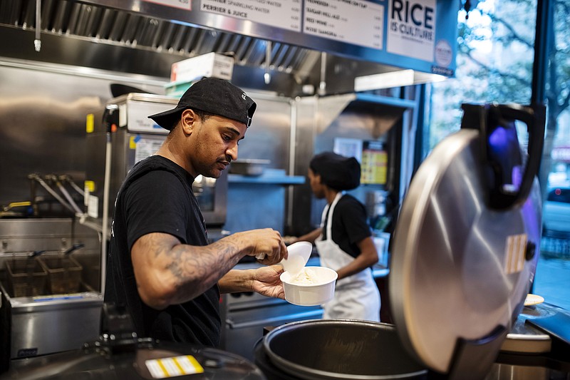 Chef JJ Johnson at his fast-casual eatery FIELDTRIP in New York on Oct. 25, 2019. (Karsten Moran/The New York Times)
