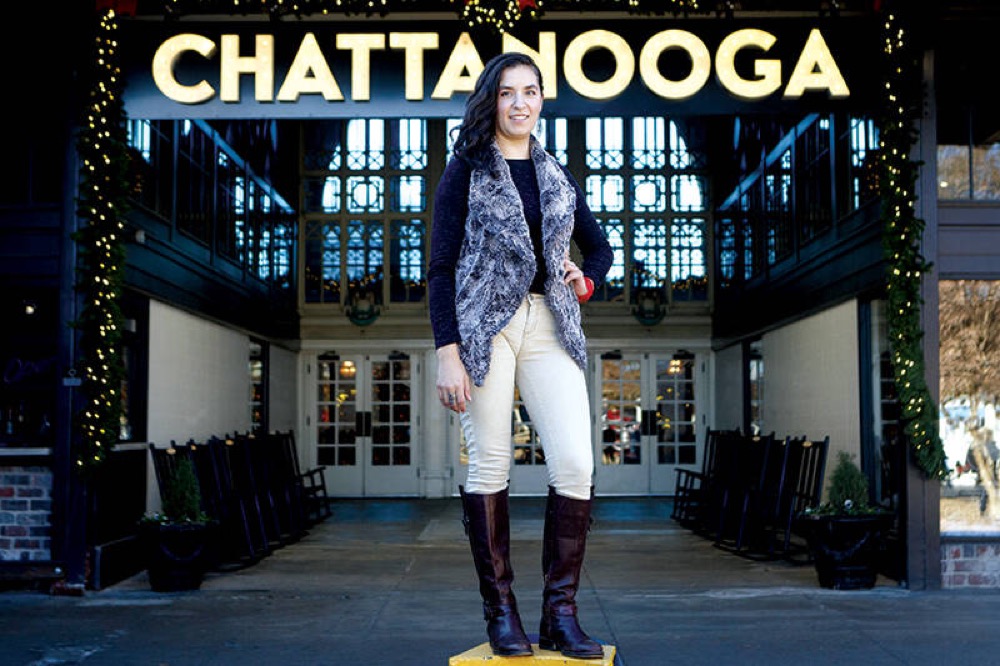 Estefania Ormaza poses at the Chattanooga Choo Choo. / Staff photo by C.B. Schmelter