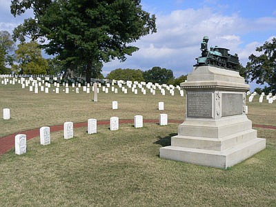 The Andrews Raisers Memorial is at the Chattanooga National Cemetery, just inside the cemetery gate. / Contributed photo
