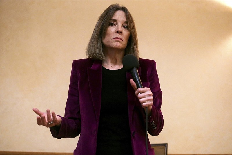 Presidential candidate Marianne Williamson speaks at a campaign stop at Body and Soul Wellness Center in Dubuque on Saturday, Nov. 30, 2019. (Eileen Meslar/AP via Telegraph Herald)

