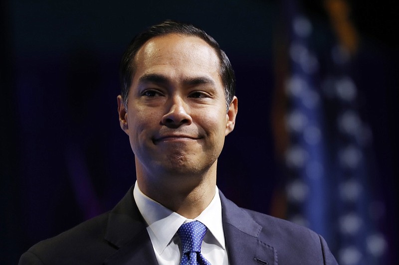 FILE - In this Oct. 28, 2019 file photo, former Housing and Urban Development Secretary and Democratic presidential candidate Julian Castro speaks at the J Street National Conference in Washington. (AP Photo/Jacquelyn Martin)


