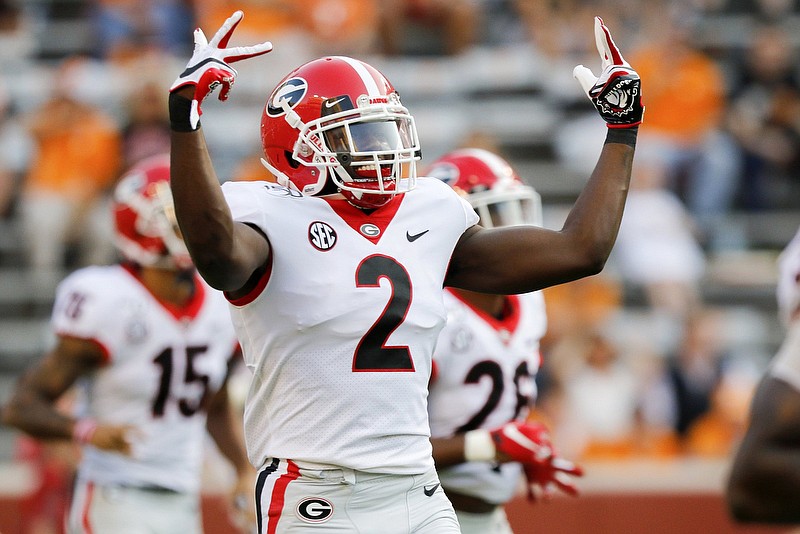 Georgia defensive back Richard LeCounte III warms up for the Bulldogs' game at Tennessee on Oct. 5, 2019. / Staff photo by C.B. Schmelter