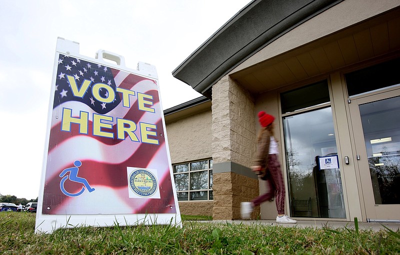 A voter walks in the entrance at the Hamilton County Election Commission on Wednesday, Oct. 31, 2018, in Chattanooga, Tennessee. Wednesday was the final day of early voting. / Staff file photo by Erin O. Smith