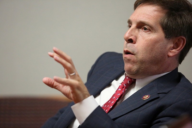 Staff photo by Erin O. Smith / Rep. Chuck Fleischmann answers questions during an editorial board meeting at the Chattanooga Times Free Press Thursday, January 2, 2020 in Chattanooga, Tennessee.