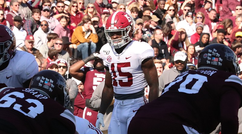 Alabama junior safety Xavier McKinney, who led the Crimson Tide with 95 tackles this season, announced Sunday that he was forgoing his final year for the NFL draft. / Alabama photo by Kent Gidley