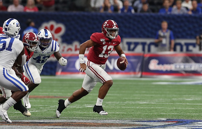 Alabama photo/Kent Gidley / Alabama quarterback Tua Tagovailoa announced Monday that he will be forgoing his senior season and entering the NFL draft.