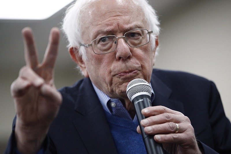 Democratic presidential candidate Sen. Bernie Sanders, I-Vt., gives a sign during a campaign event, Sunday, Jan. 5, 2020, in Boone, Iowa. (AP Photo/Patrick Semansky)

