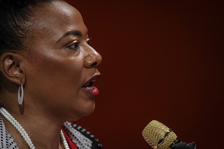 Bernice King, daughter of slain civil rights leader Rev. Martin Luther King Jr., speaks about a series of events to be held in and around The King Center, on Thursday, Jan. 9, 2020, in Atlanta. The events commemorating the birth of civil rights icon center around social justice, non-violence seminars and voter education. (AP Photo/ Ron Harris)