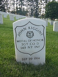 This is the gravesite of Sgt. John Kiggins, who was awarded the Medal of Honor for risking his life to save the lives of his comrades at the Battle for Lookout Mountain. / Contributed photo
