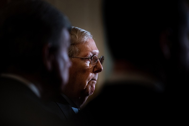 Senate Majority Leader Mitch McConnell, R-Kentucky, during a news conference at the Capitol in Washington, Jan. 7, 2020. (Erin Schaff/The New York Times)