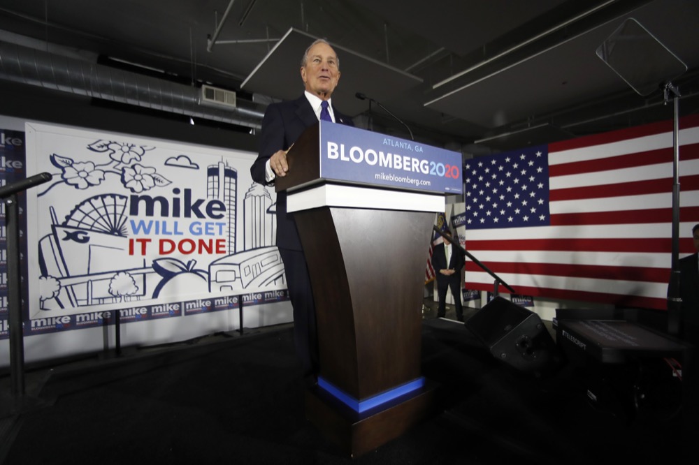 Democratic Presidential candidate and former New York City Mayor Michael Bloomberg speaks during a rally Friday, Jan. 10, 2020, in Atlanta.(AP Photo/John Bazemore)