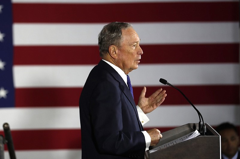 Democratic Presidential candidate and former New York City Mayor Michael Bloomberg speaks during a rally Friday, Jan. 10, 2020, in Atlanta. (AP Photo/John Bazemore)