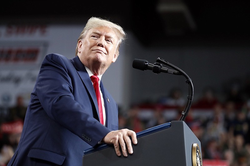 President Donald Trump speaks at a campaign rally, Thursday, Jan. 9, 2020, in Toledo, Ohio. (AP Photo/ Jacquelyn Martin)


