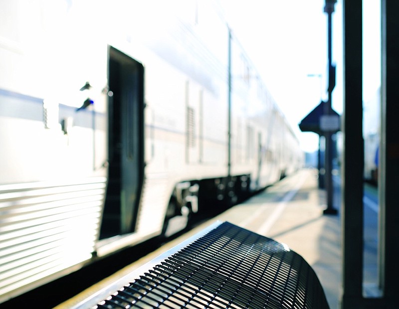 Amtrak and Metrolink trains meet at Moorpark Station train tile amtrak tile / Getty Images
