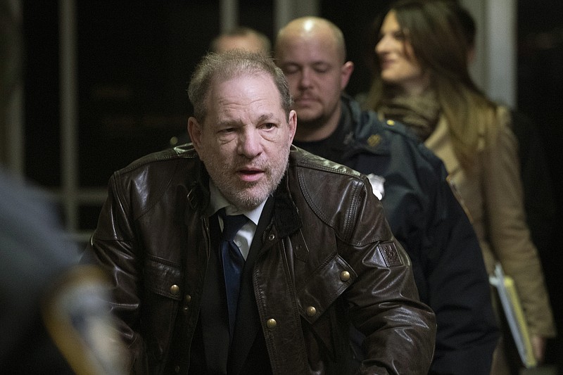 Harvey Weinstein leaves a Manhattan courtroom after attending jury selection for his trial on rape and sexual assault charges, Friday, Jan. 17, 2020, in New York. (AP Photo/Mark Lennihan)