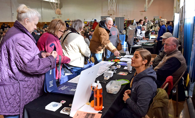 Staff Photo by Robin Rudd/ Many vendors and conservation agencies filled the Birchwood Community Center. The 29th Annual Tennessee Sandhill Crane Festival celebrates the thousands of birds that migrate through or spend the winter on and around the Hiwassee Refuge. The festival, the final day was January 19, 2020, also provides an opportunity to focus on the rich wildlife heritage of the state and the Native American history of the area.