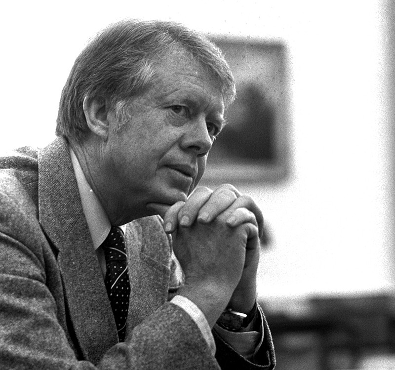 In this Jan. 24, 1977 file photo, President Jimmy Carter is interviewed in the Oval Office of the White House in Washington. (AP Photo, File)