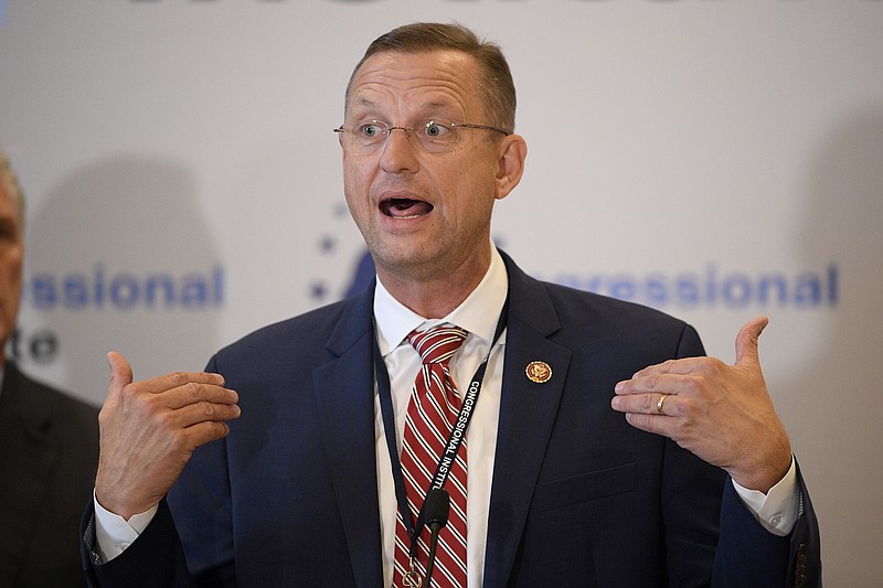 Rep. Doug Collins, R-Ga., speaks to the media at the U.S. House Republican Member Retreat, Thursday, Sept. 12, 2019, in Baltimore. (AP Photo/Nick Wass)