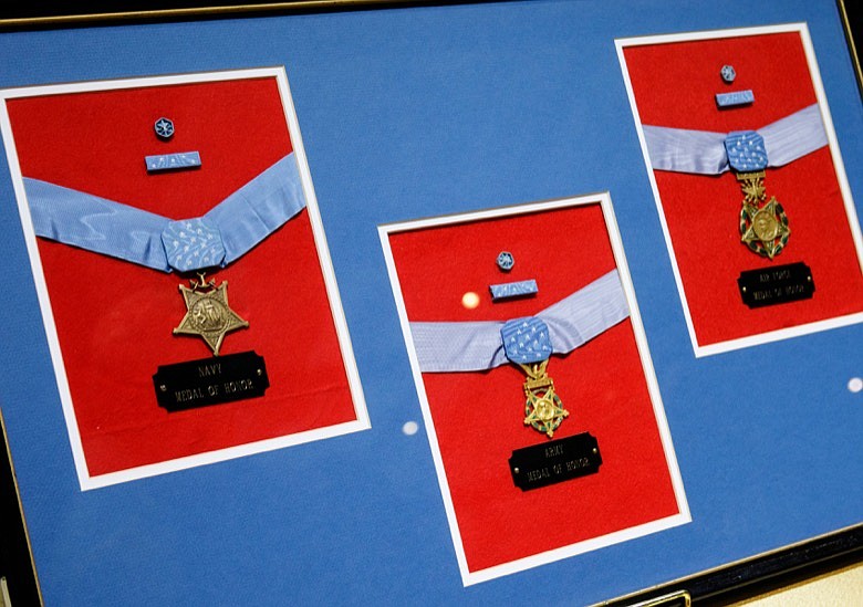 Medal of Honor awards are displayed during the third annual Celebration of Valor luncheon at the Chattanooga Convention Center on Wednesday, Aug. 21, 2019, in Chattanooga, Tenn. / Staff file photo