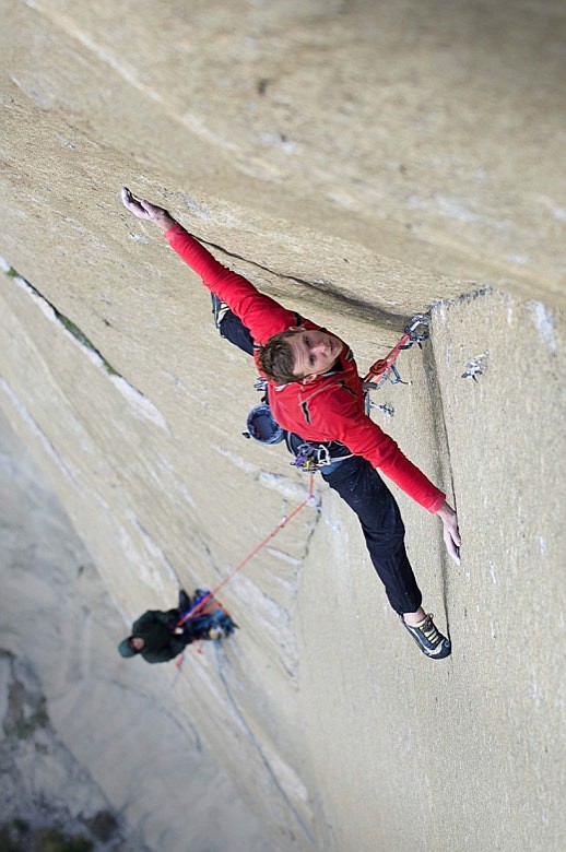 Tommy Caldwell climbs the sheer face of the Dawn Wall in Yosemite National Park in the movie "The Dawn Wall." / Corey Rich Photo