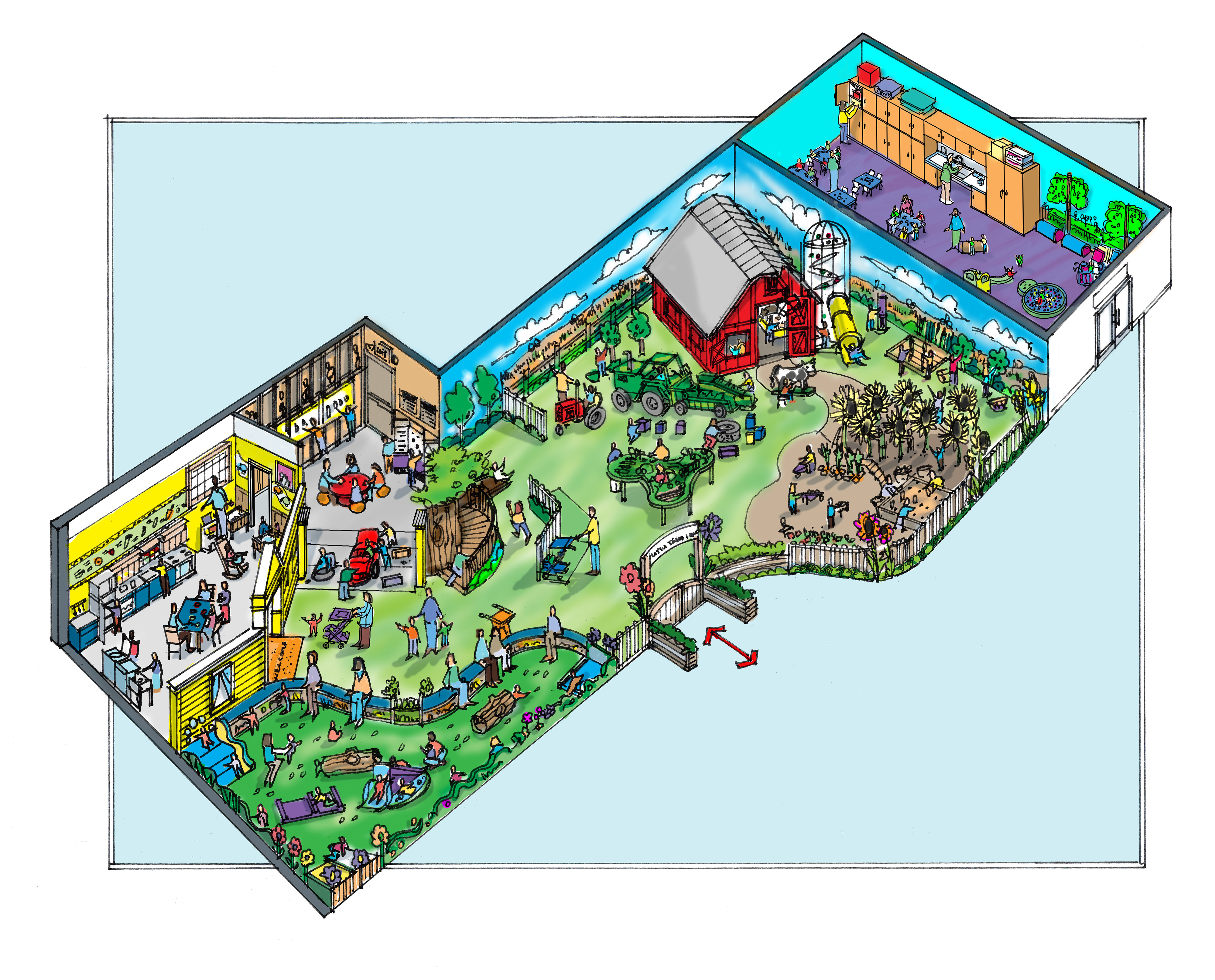 The iconic Little Yellow House exhibit, the Creative Discovery Museum's exhibit dedicated to children 4 and under, will become the Little Farm House. The exhibit will double in size and feature an expanded space for crawlers and a new barn and farm.