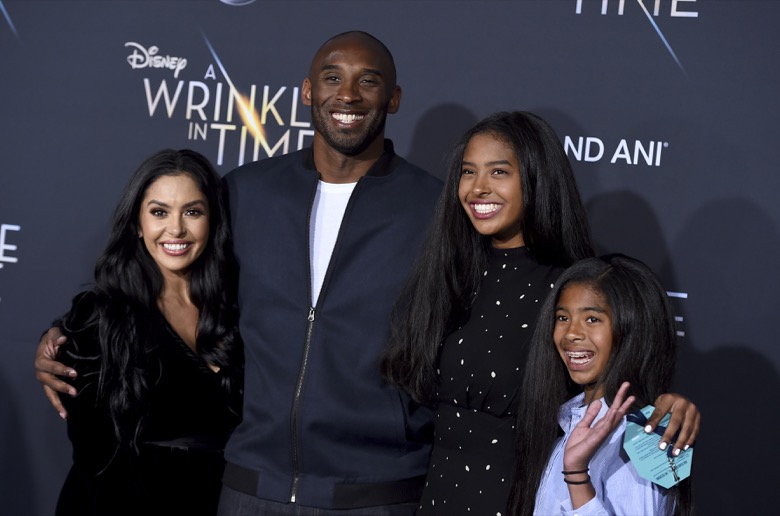 This Feb. 26, 2018, file photo shows Vanessa Bryant, from left, Kobe Bryant, Natalia Bryant and Gianna Maria-Onore Bryant at the world premiere of "A Wrinkle in Time" in Los Angeles. Bryant, a five-time NBA champion and a two-time Olympic gold medalist, died in a helicopter crash in California on Sunday, Jan. 26, 2020. He was 41. (Photo by Jordan Strauss/Invision/AP, File)