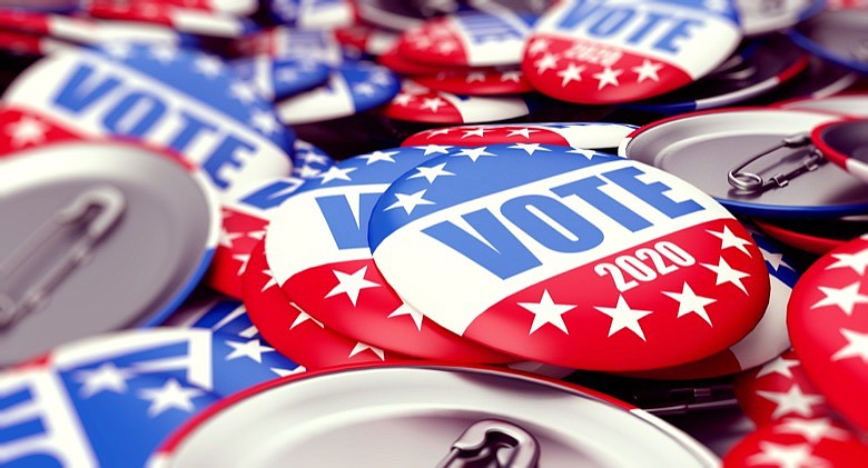 Vote election badge button for 2020. / Getty Images/iStockphoto/3dfoto