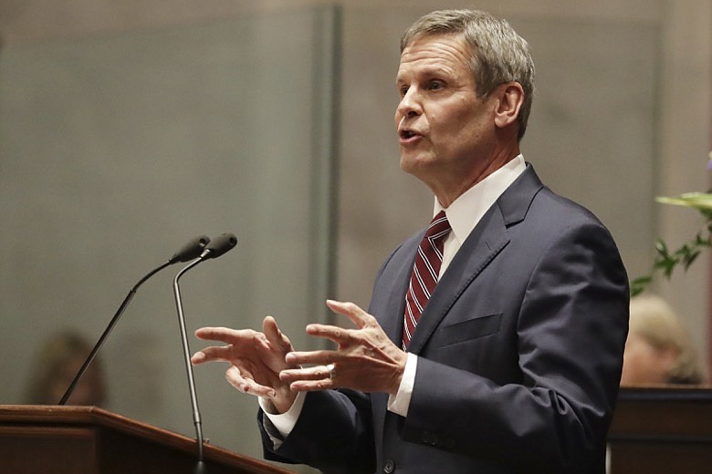 Tennessee Gov. Bill Lee delivers his State of the State Address in the House Chamber, Monday, Feb. 3, 2020, in Nashville, Tenn. (AP Photo/Mark Humphrey)