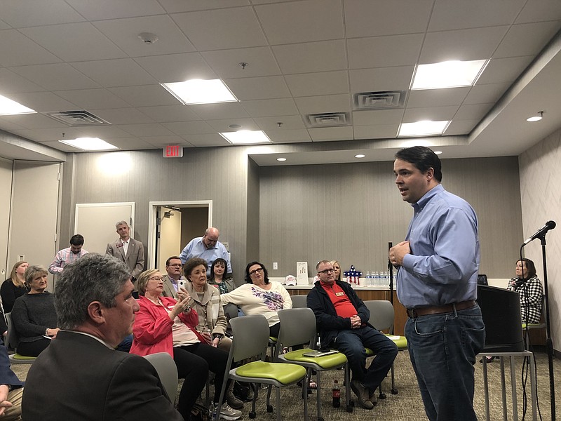 John Cowan speaks at Monday's local GOP meeting in Catoosa County. / Staff Photo by Patrick Filbin