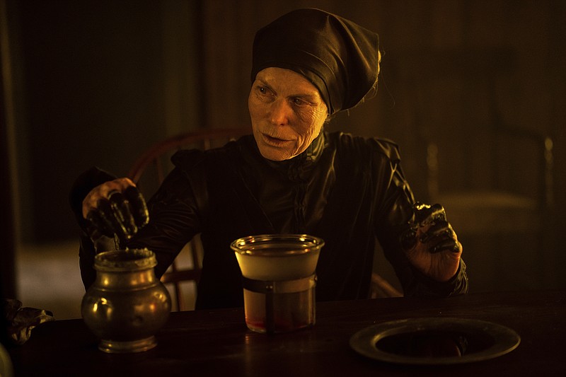 This image released by Orion Pictures shows Alice Krige in a scene from "Gretel & Hansel." (Patrick Redmond/Orion Pictures via AP)