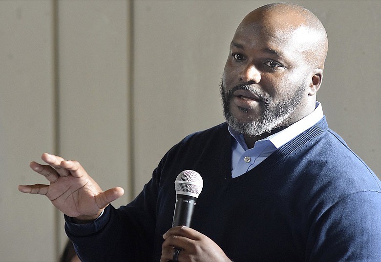 Hamilton County Schools Superintendent Bryan Johnson answers a question from a town hall audience. Hamilton County United held a teachers town hall at the Brainerd Youth and Family Development Center on November 17, 2019, discussing the funding of public education and increasing teacher pay. / Staff Photo by Robin Rudd